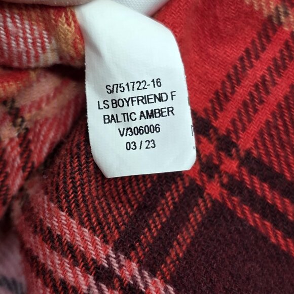 Old Navy Flannel Shirt Womens Medium Red Plaid Boyfriend Cozy School Outdoors - Picture 11 of 11